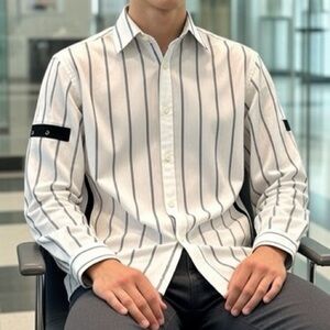 Italian Striped Button-Down Dress Shirt for Men